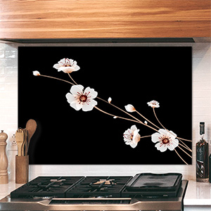 다모아트 주방아트보드 집들이 선물로 좋은 주방인테리어소품 아트글라스-하얀꽃