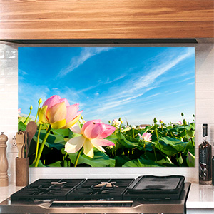 다모아트 주방아트보드 집들이 선물로 좋은 주방인테리어소품 아트글라스-연꽃엔딩