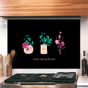 다모아트 주방아트보드 집들이 선물로 좋은 주방인테리어소품 아트글라스-플라워컬렉션01_블랙