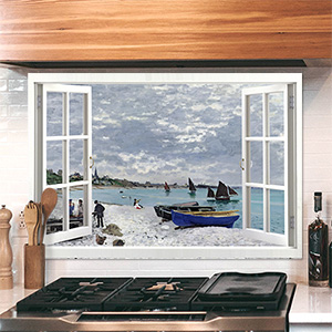 다모아트 주방아트보드 집들이 선물로 좋은 주방인테리어소품 아트글라스-모네 - 생아데스의해변